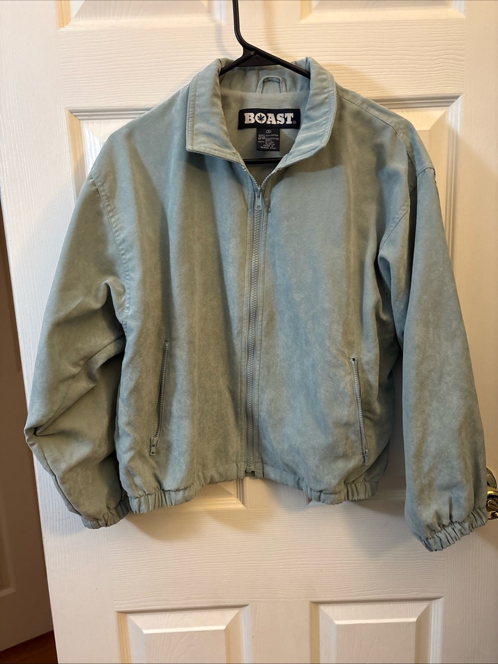 BOAST Light Sage Suede-Look Zip Jacket